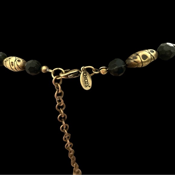 Chico's Heavy Gold Tone Brass and Black Bead Statement Necklace - Picture 7 of 8